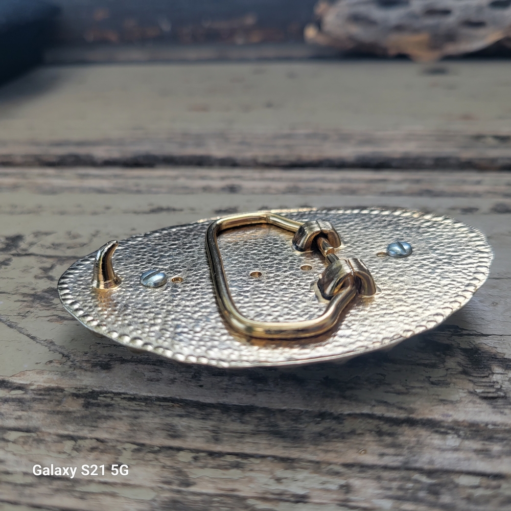 Western Themed Belt Buckle With Oval Rhodonite Stone In The Center - Picture 4 of 8